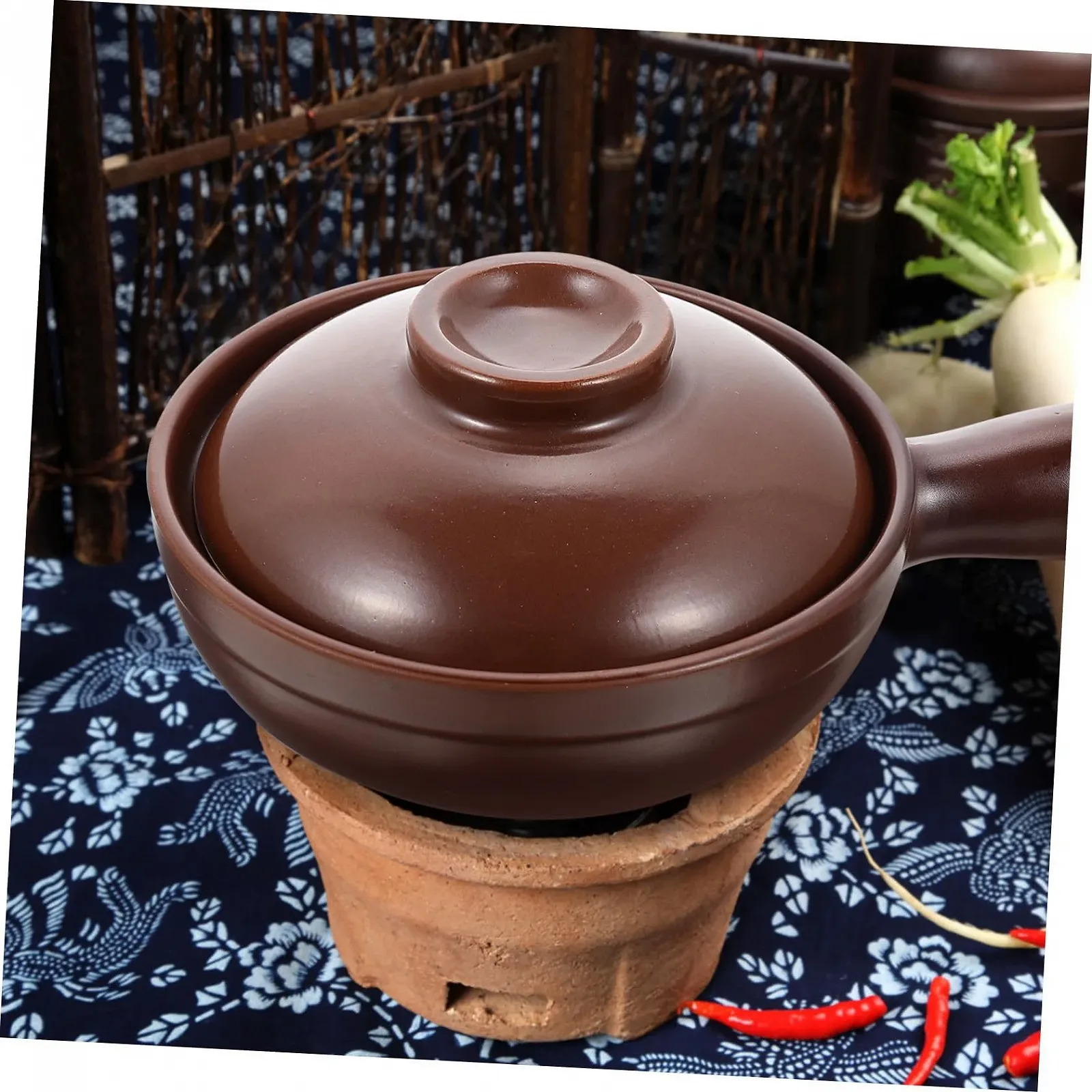 Кастрюля Toyvian Керамическая Жаростойкая С изолированной ручкой и подносом, фото №8