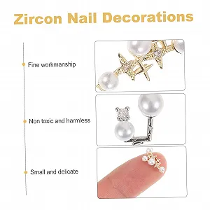 Набор украшений для ногтей (4 шт.) Искусственные жемчужины, украшения для макияжа, аксессуары для маникюра, DIY маникюрные патчи, наклейки для ногтей synthetic.ua - Фото 1