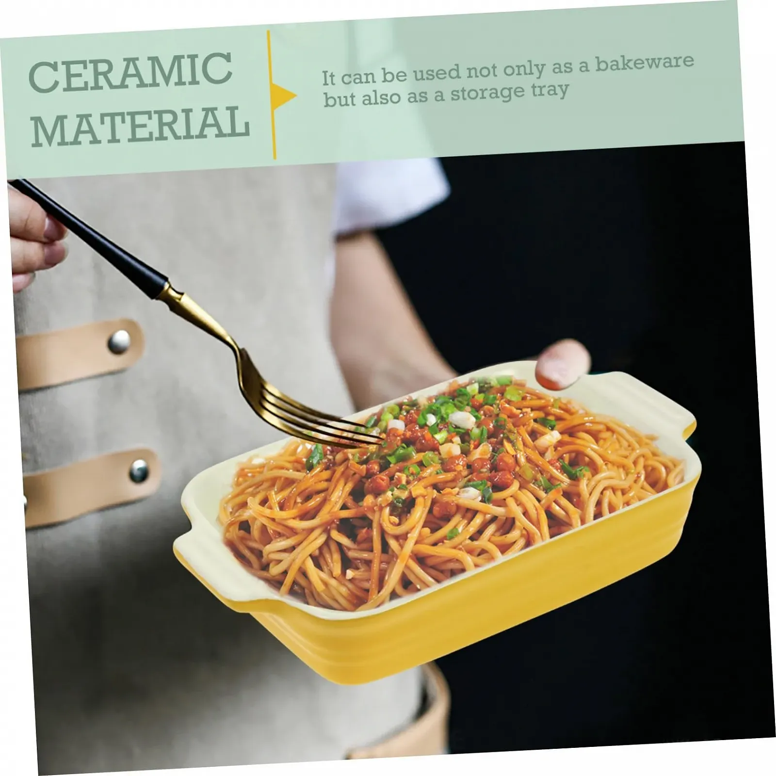 Керамическая форма для запекания TOYANDONA прямоугольная термостойкая Желтая, фото №3 Керамическая форма для запекания TOYANDONA прямоугольная термостойкая Желтая, фото №3