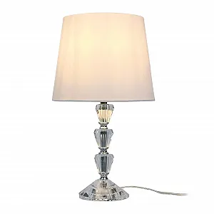 Настільна лампа Relaxdays зі скляною основою та тканинним абажуром E27 40,5 x 23 см Кришталевий дизайн Білий - Фото 1