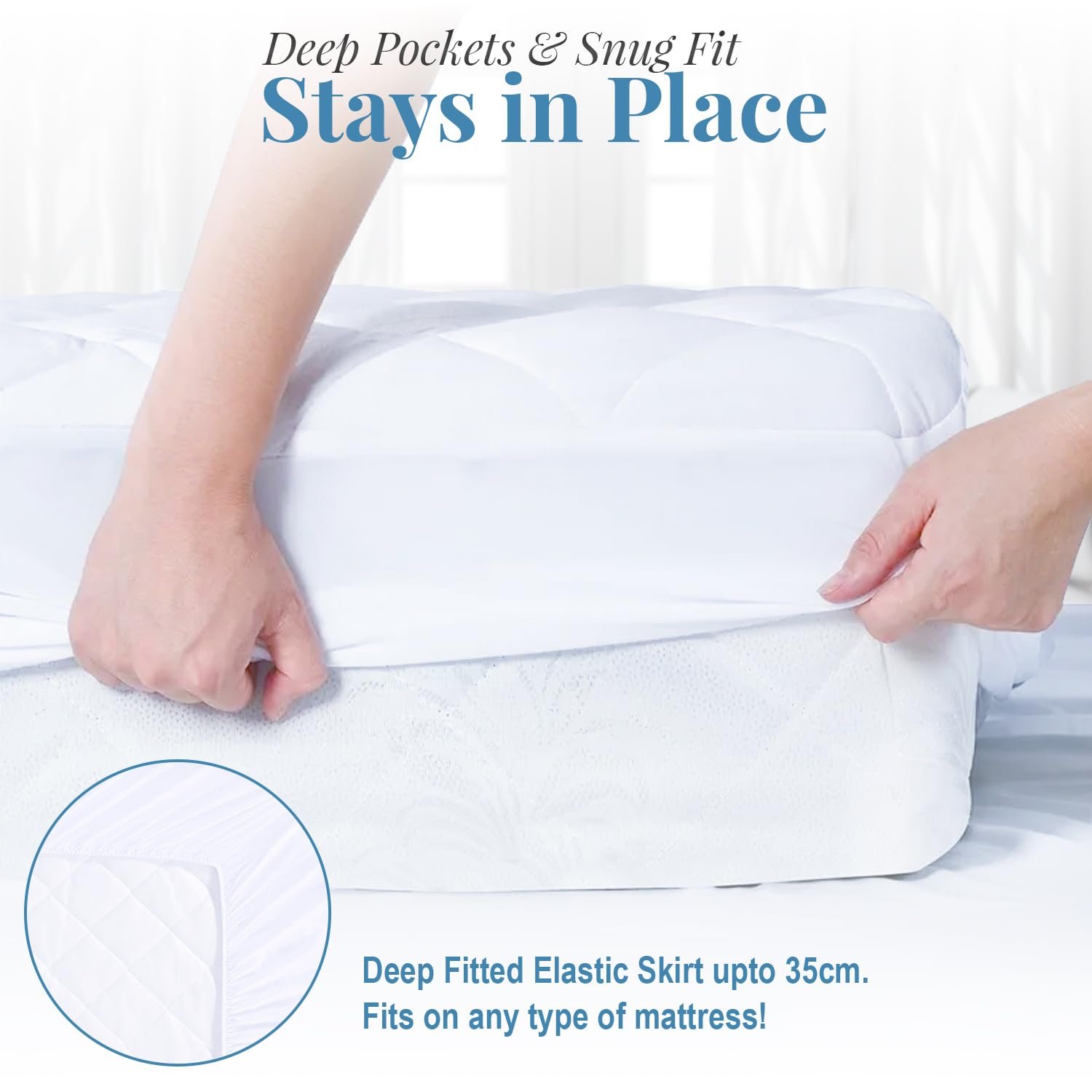 Наматрацник Acrali Home Quilted Waterproof King Size Багатошаровий Суперпоглинаючий Нековзний З Еластичною Спідницею, Можна Прати в Машинці Антиалергенний Дихаючий, фото №5