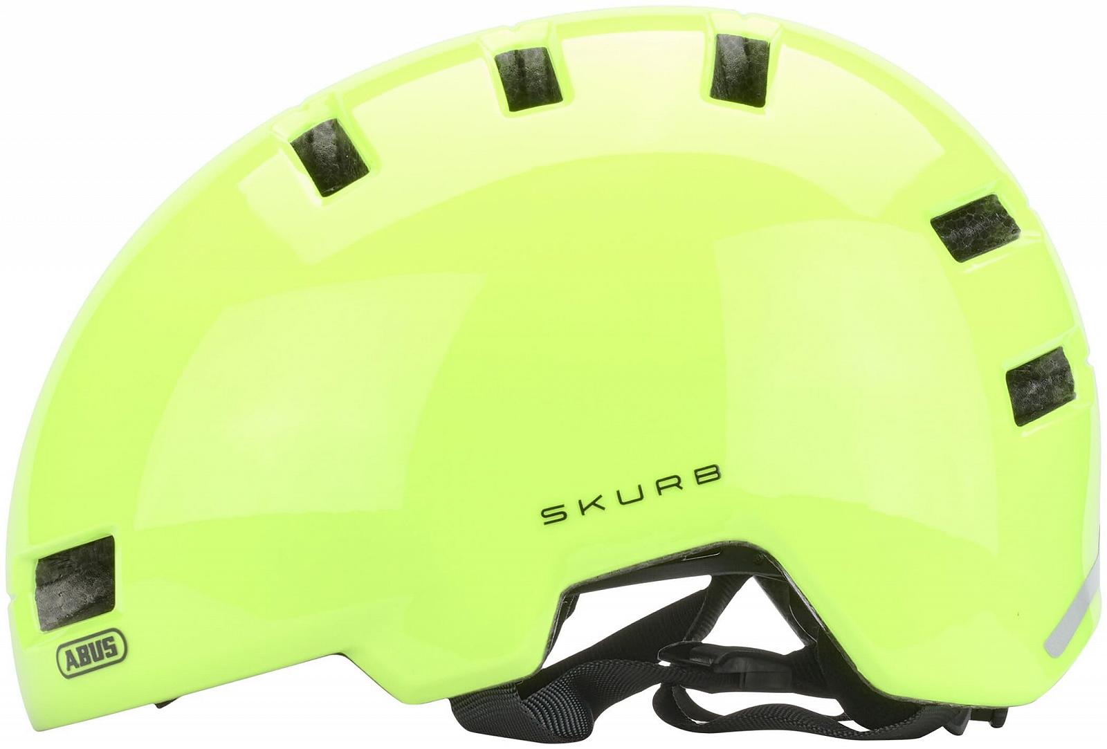 Шлем Skurb City ABUS, для повседневного использования, катания на скейте, BMX или лонгборде, глянцевый желтый, фото №3