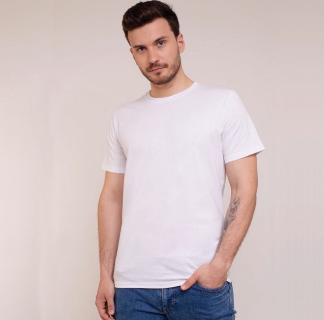 Біла бавовняна однотонна футболка унісекс, фото №3