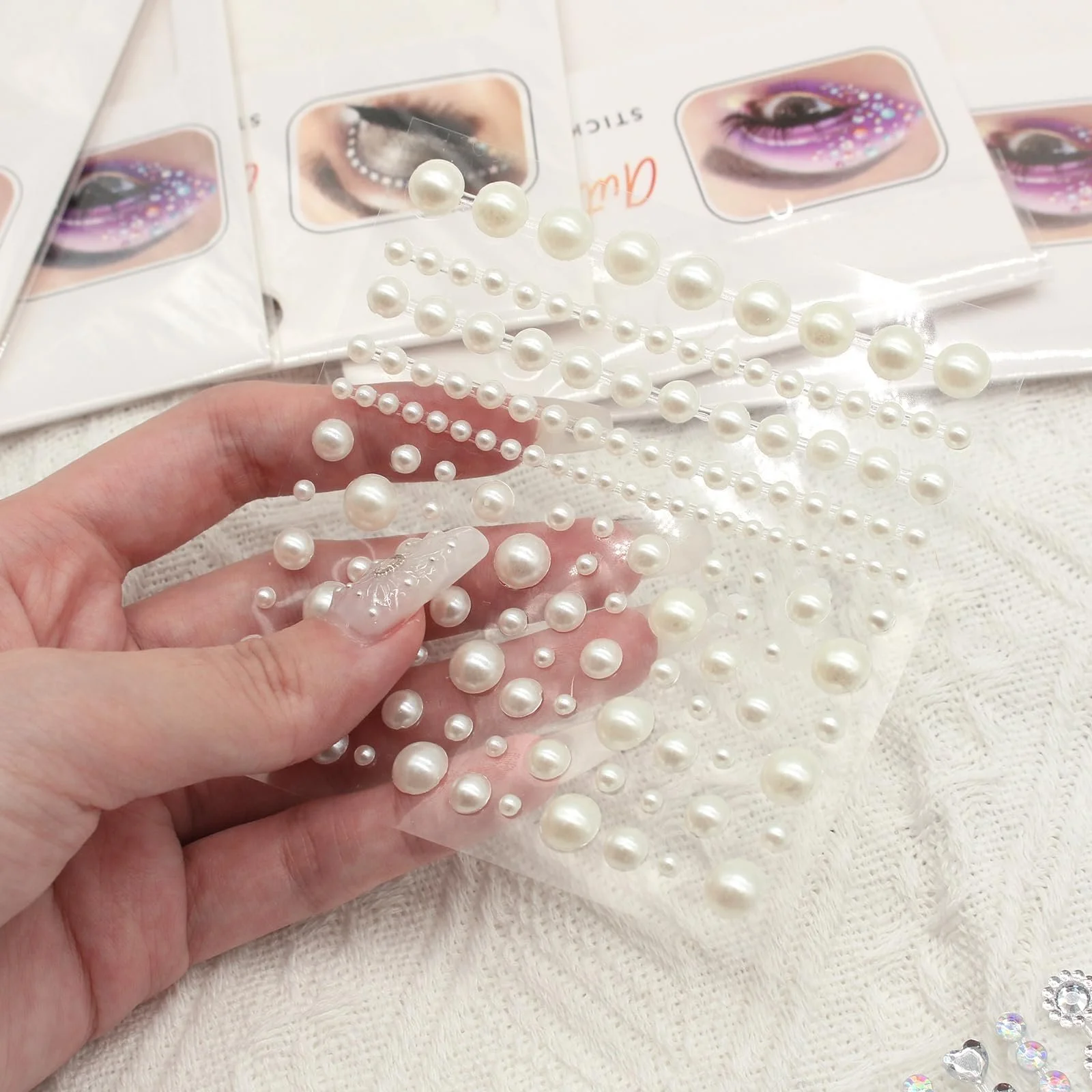Стрази для рукоділля 900 шт., самоклеючі блискучі камінці для обличчя, блискітки для карнавалу, DIY прикраси для макіяжу обличчя, фото №4