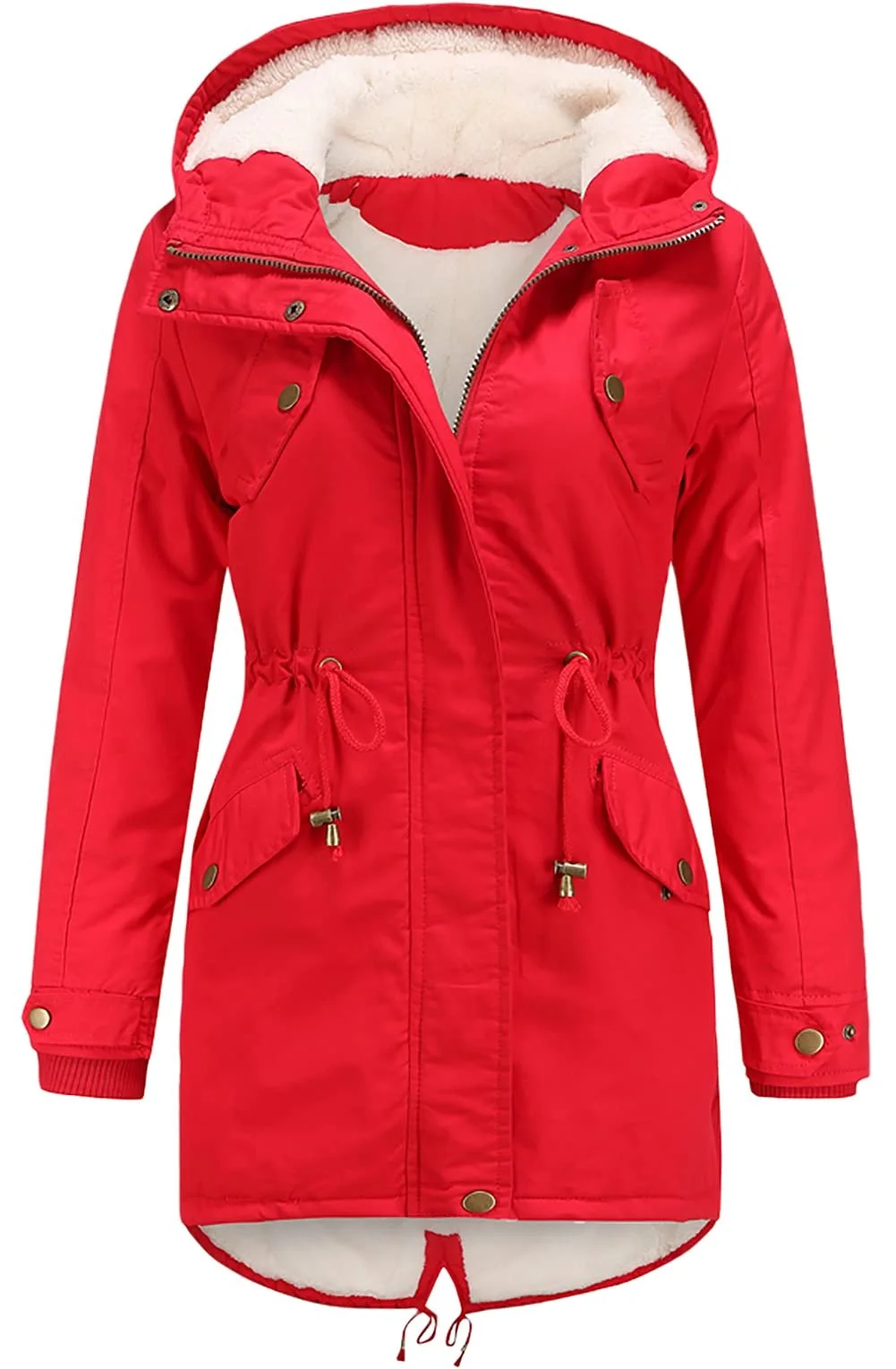 Жіноча парка Miaikvs з капюшоном, на флісовій підкладці, зимова, утеплена, вітрозахисна, тепла, фото №1