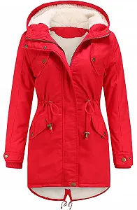 Жіноча парка Miaikvs з капюшоном, на флісовій підкладці, зимова, утеплена, вітрозахисна, тепла - Фото 1