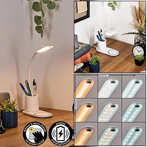 Настільна лампа HOFSTEIN Debelmose LED Пластикова Діммована Біла 45 см synthetic.ua - Фото 1