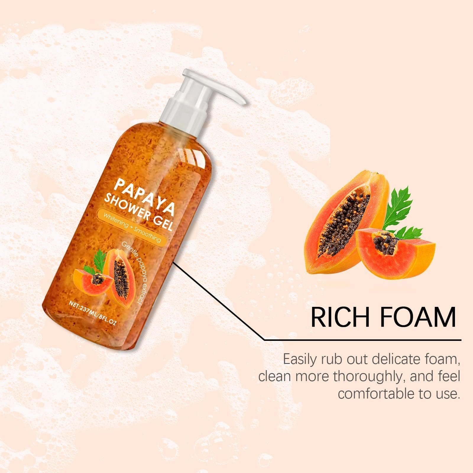 Гель-крем для душу Papaya Відбілюючий та відлущуючий Для всіх типів шкіри, фото №3