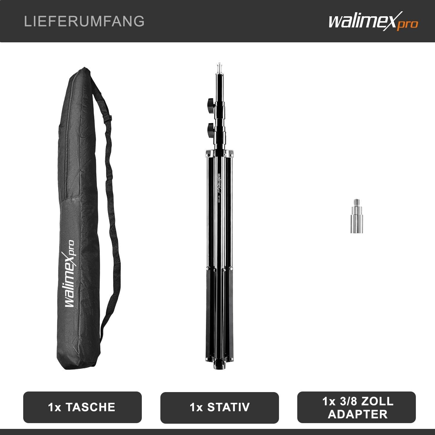 Штатив для лампи Walimex pro WT-806 256 см Чорний, фото №5