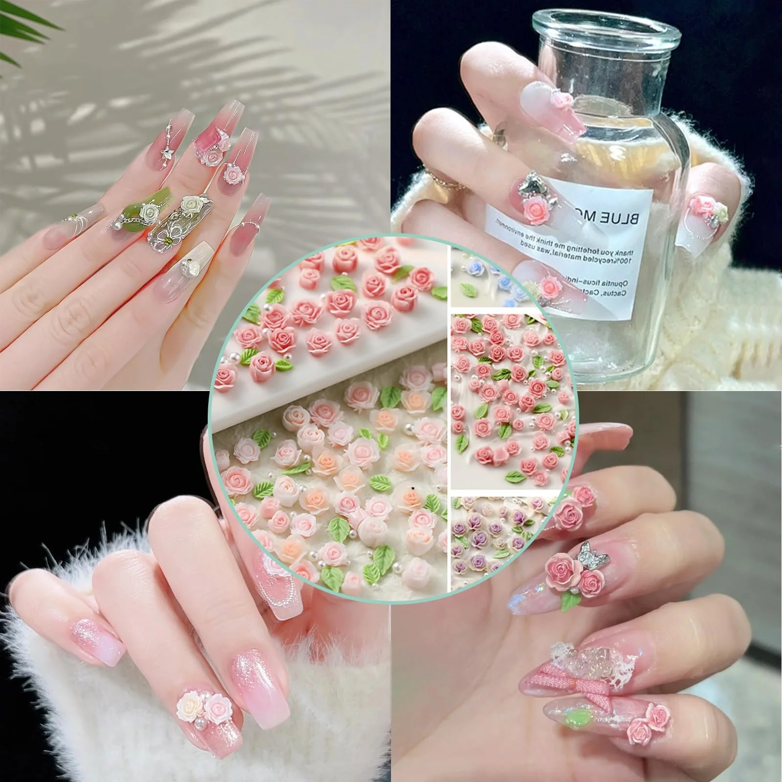 Украшения для ногтей Цветы, Объемные розы 3D, 12 цветов, фото №4