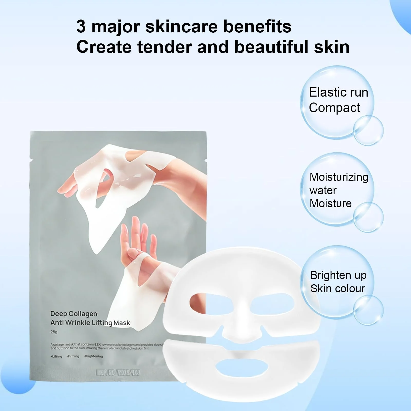 Маска для обличчя Collagen Маска з аргановою олією та протеїнами пшениці для нічного зволоження та зміцнення шкіри, 5 шт, фото №6