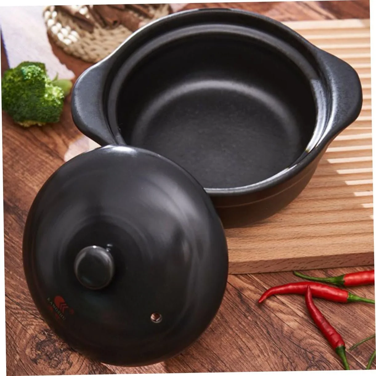 Кастрюля Керамическая с крышкой 1,26 л Двойная ручка Антипригарная, фото №8