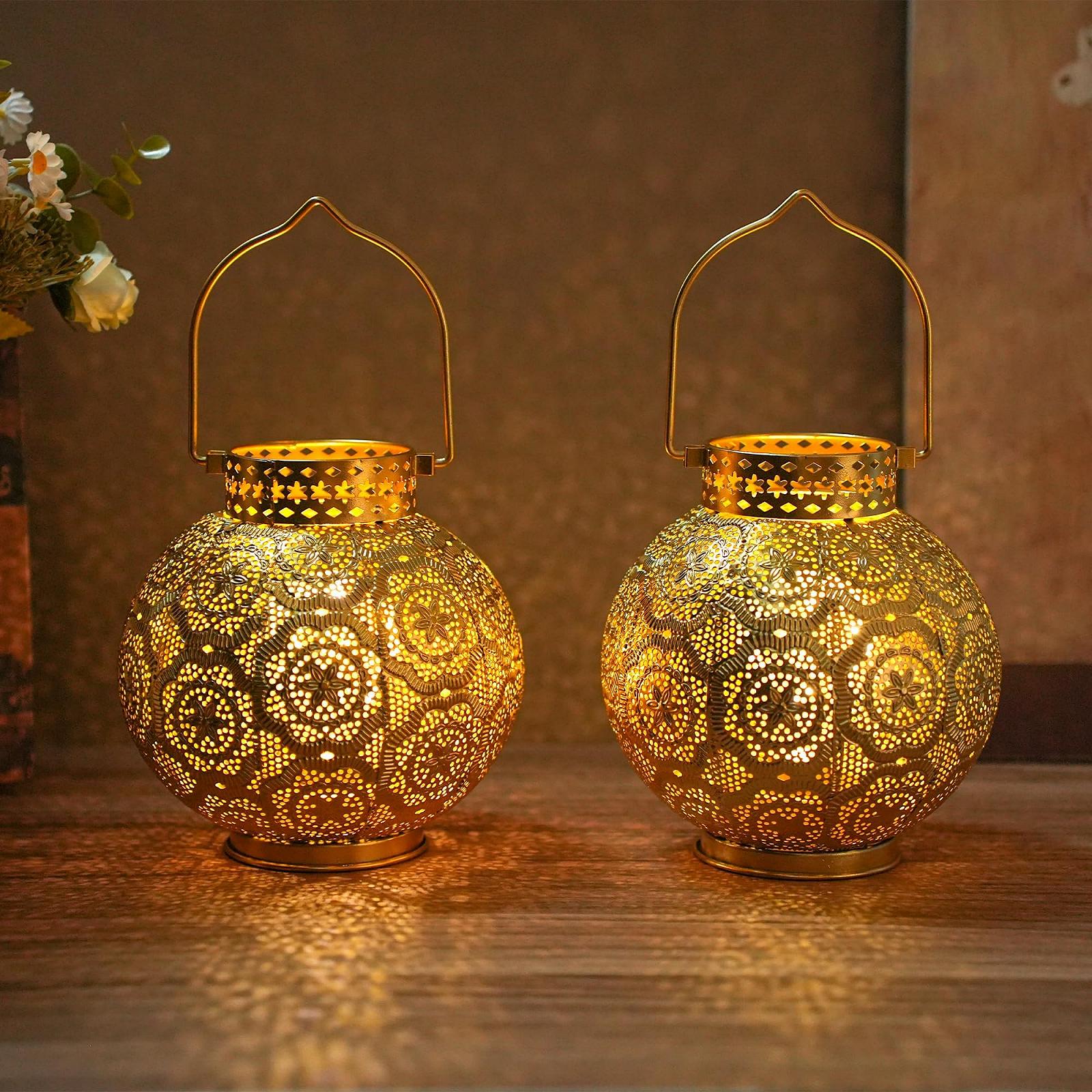 Настільна лампа TRIROCKS Набір 2 шт. Марокканський стиль Метал 18 см Батарейки LED, фото №1