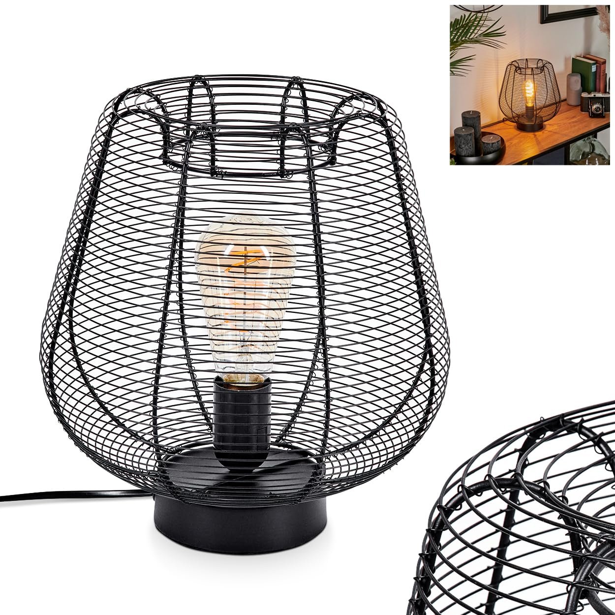 Настільна лампа HOFSTEIN Oravi E27 28 см Black, фото №1