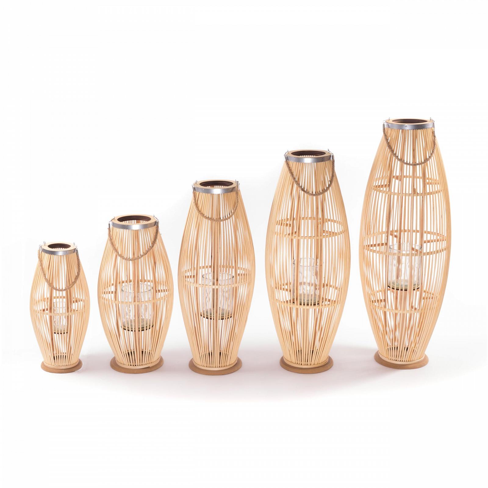 Ліхтар Zya Bamboo з ручкою і скляною вставкою дерев'яний розмір: 70 см, фото №6