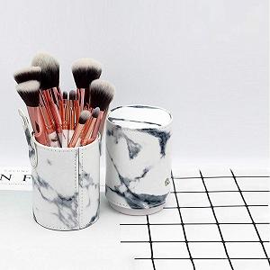 Набор кистей для макияжа LYX 10 штук мраморный с держателем, усовершенствованные синтетические кисти для основы, пудры, консилера, теней для лица (цвет: Color2) synthetic.ua - Фото 1