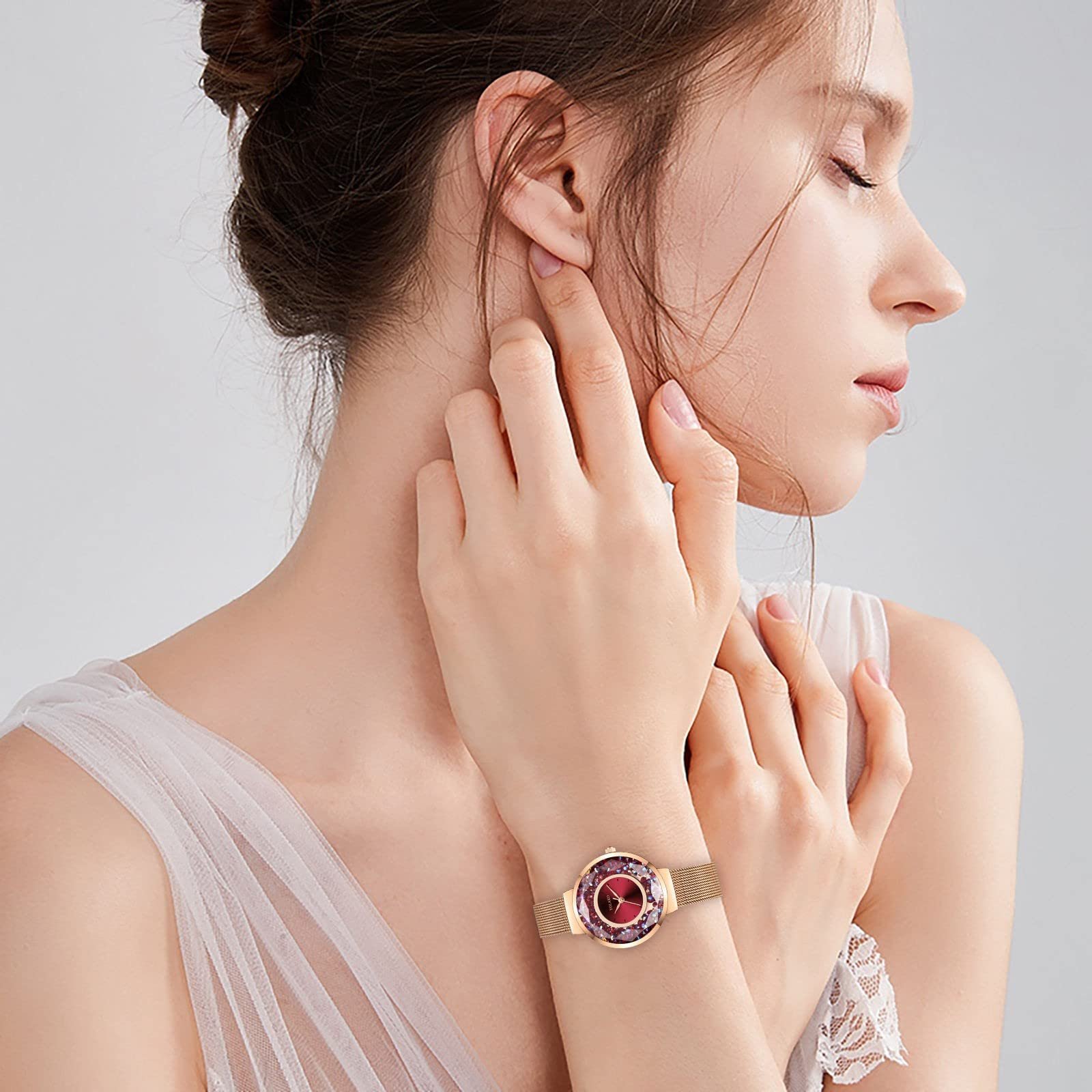 Универсальные часы Generisch для мужчин и женщин, тонкий стальной ремешок, бриллиантовый сетчатый браслет Milaneses, кварцевые часы, фото №2