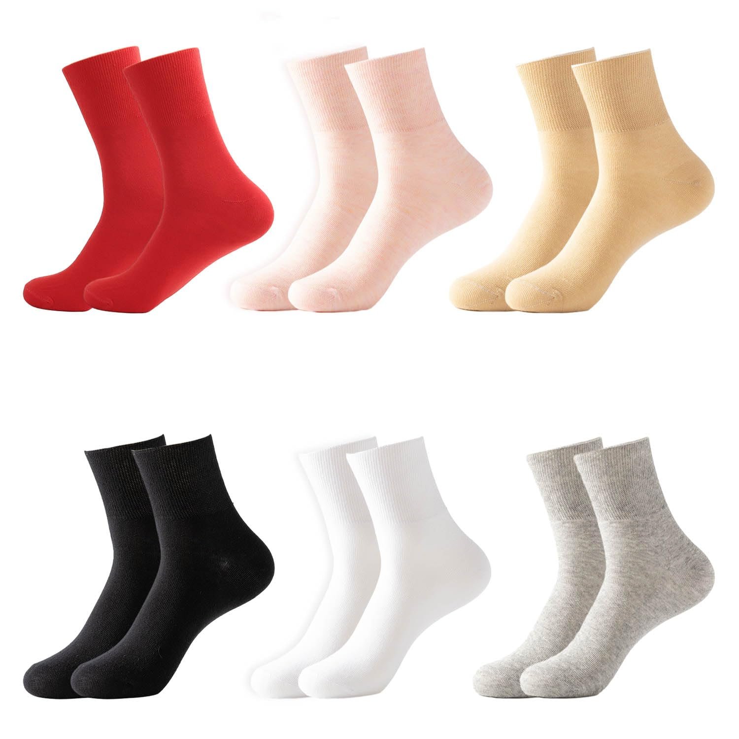 6 пар женских носков с широкой резинкой, бесшовные носки со свободной резинкой, диабетические носки, компрессионные носки с широким голенищем, носки для улучшения кровообращения ног при отеках, черный цвет, фото №1