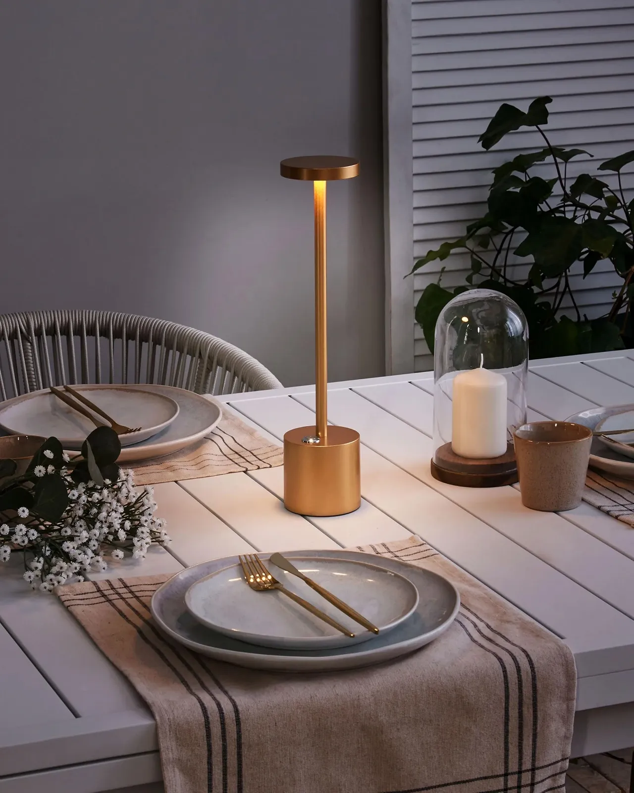 Настільна лампа Lizandro Металева Акумуляторна Бездротова Сенсорна Золотиста, фото №2