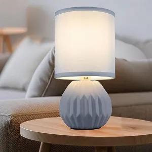 Настольная лампа GLOBO керамическая текстильная 1x E14 Ø12 x В23 см Blue synthetic.ua - Фото 1