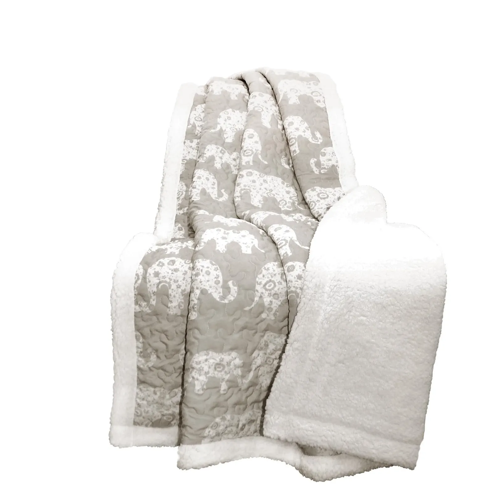 Плед Sherpa Lush Decor Elephant parade 152,4 см x 127 см, Сірий/Синій, фото №3