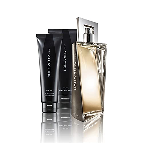 Набор Avon Attraction Туалетная вода 50 мл + Бальзам после бритья + Шампунь и гель для душа, фото №1