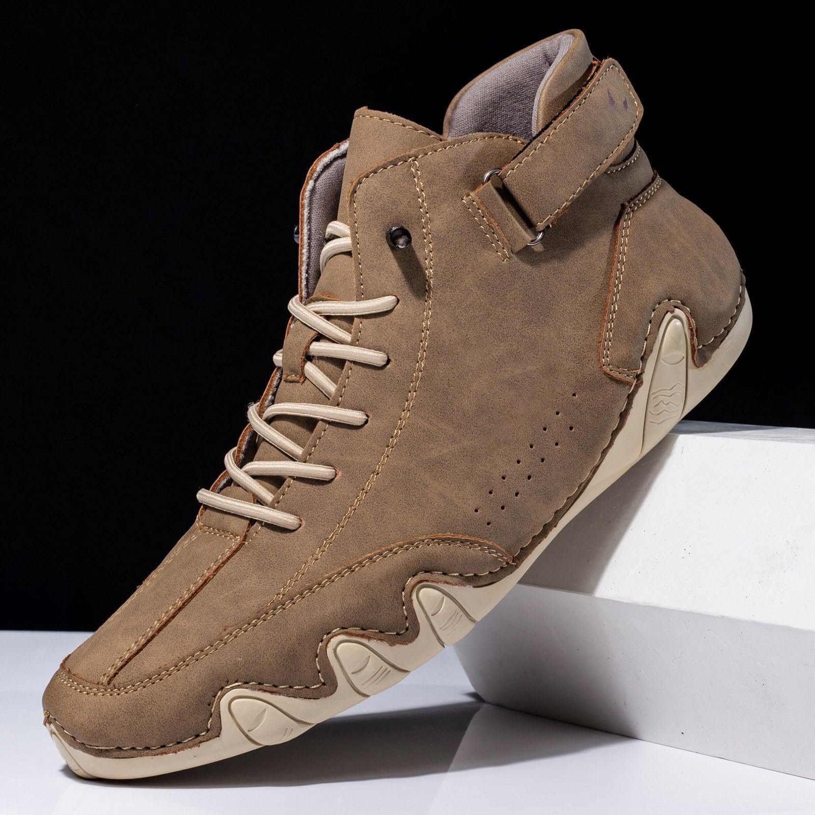 Ботинки Chukka Italian Handmade High Leather Мужские На Шнуровке Легкие Нескользящие Для Активного Отдыха Italian Handmade High Boots Velcro Unisex, фото №4