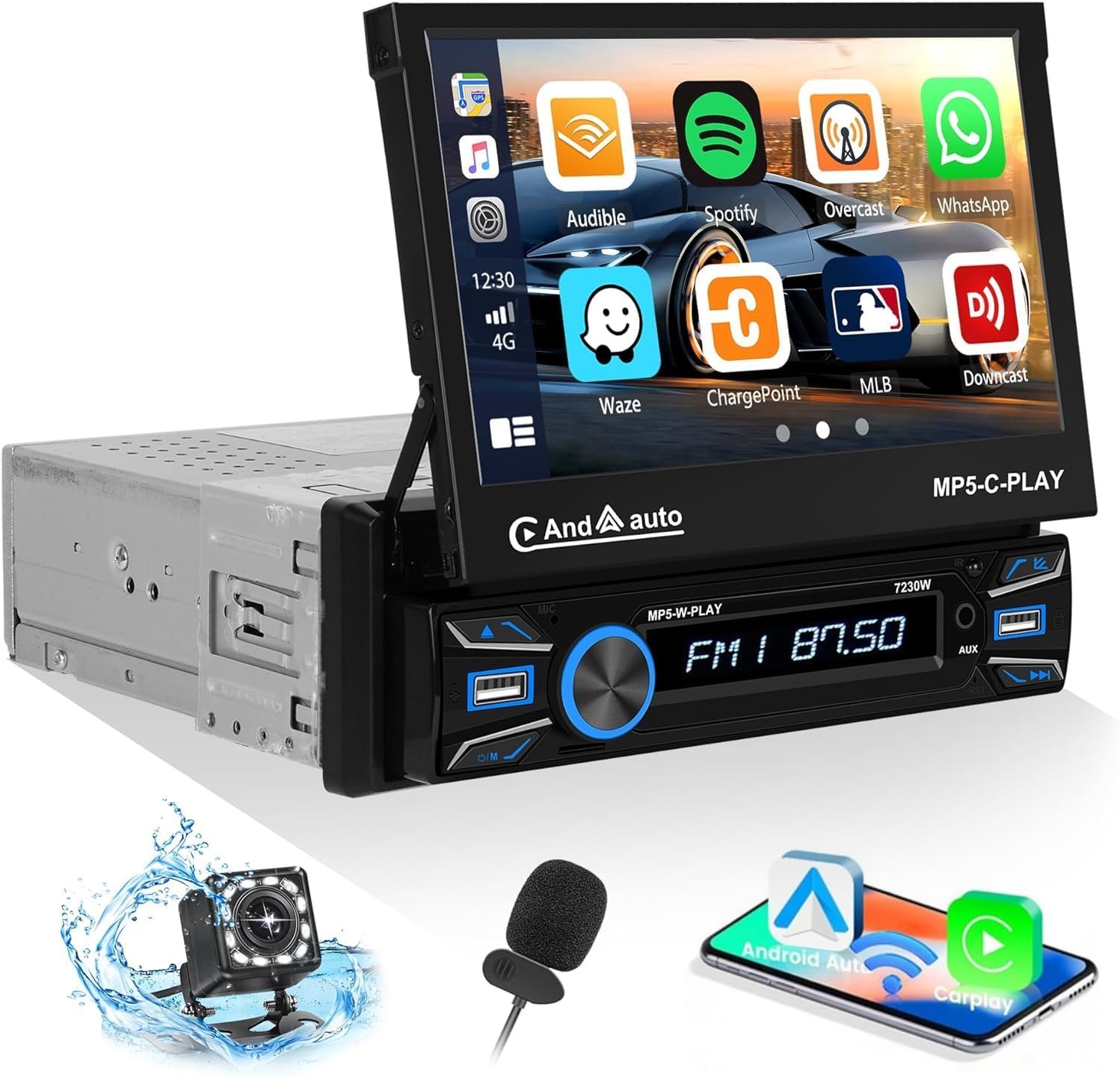 Автомагнітола CML-PLAY 7230W / 7" / Сенсорна / Apple CarPlay / Android Auto / Bluetooth / FM / USB / AUX / TF Card / 1DIN, фото №1