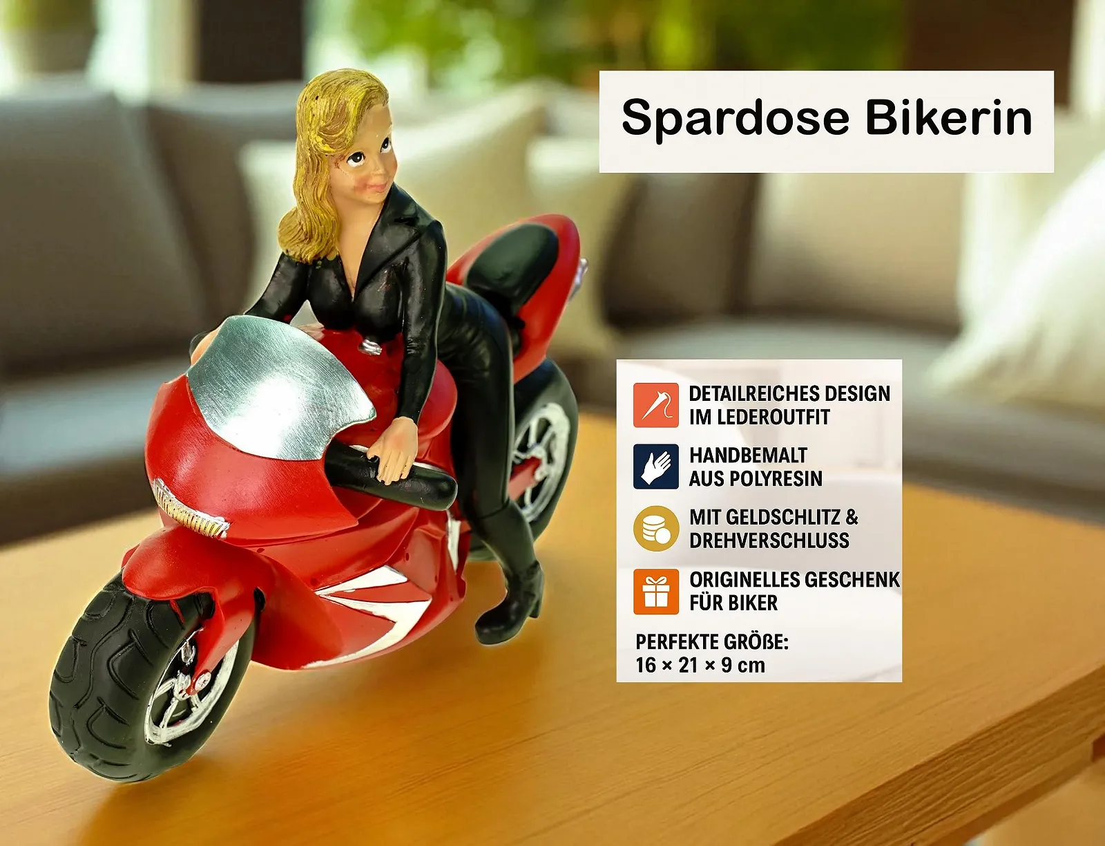 Скарбничка Kremers Schatzkiste Sexy Motorcycle Woman, фото №4