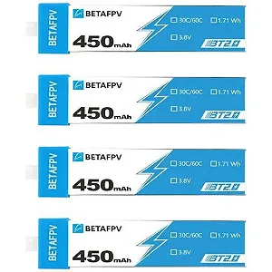 Аккумуляторы BetaFPV BT2.0 4 шт 450 мАч 1S 30C для Cetus и Meteor Li-Pol - Фото 1