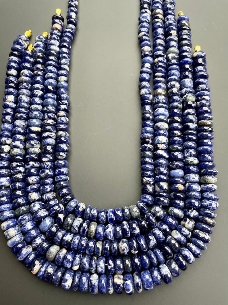 Бусины Содалит Натуральный рондель граненые 10 мм, нить длиной 46 см, камни для ожерелья и браслетов, фото №4