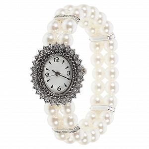 Женские часы Healvian с жемчужным ремешком, эластичные и стильные для бизнеса и досуга, точное время для модниц - Фото 1