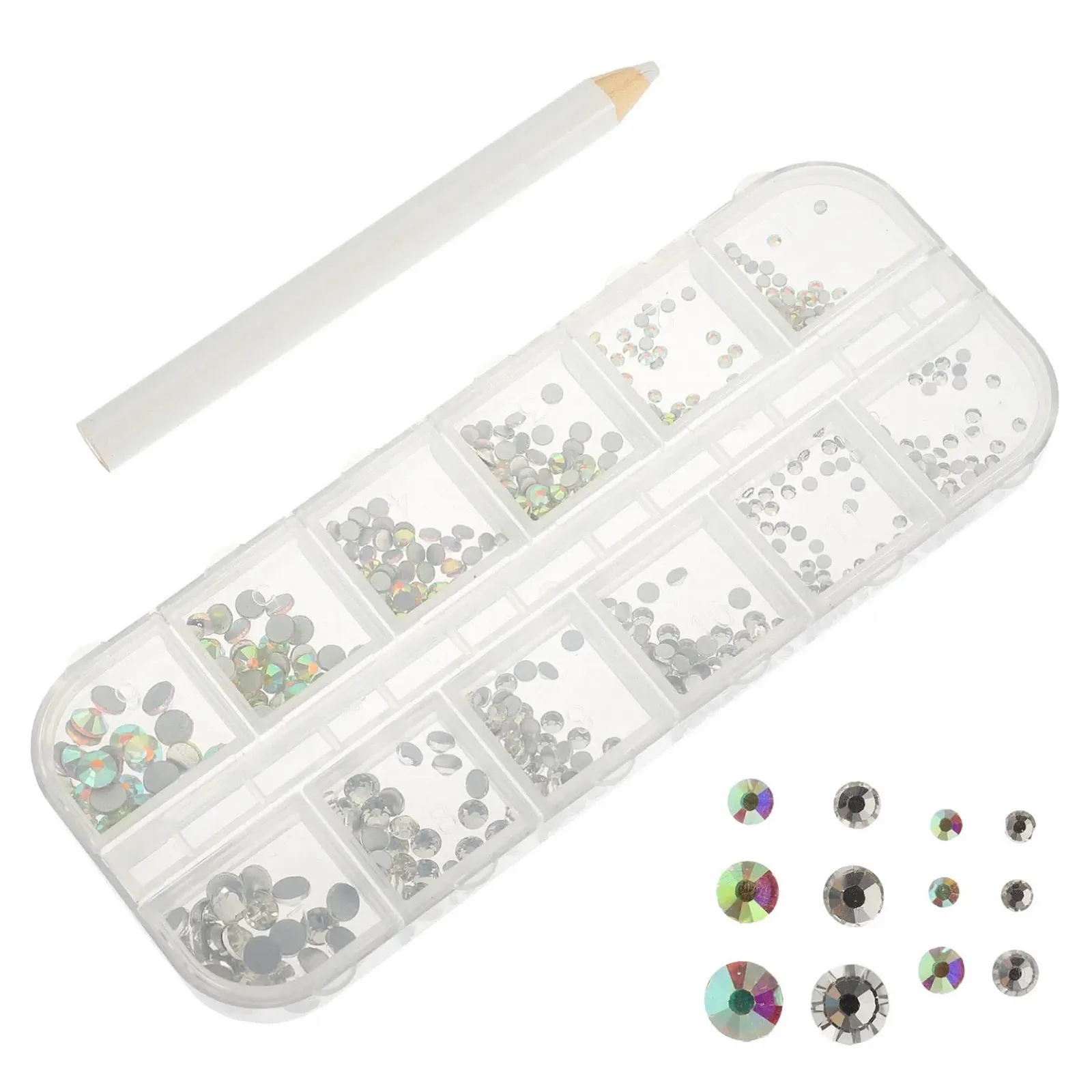 Стразы Плоские FRCOLOR 3 шт. для дизайна ногтей Блестящие стеклянные бриллианты с ручками для нейл-арта для творческого маникюра и украшений для ногтей, лица и тела, фото №4