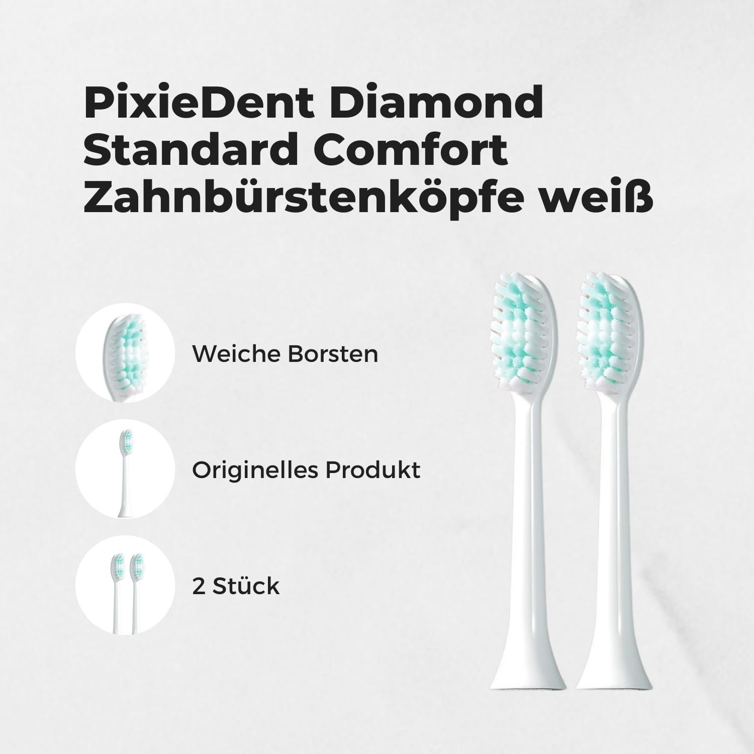 Змінні насадки для звукової зубної щітки PixieDent Diamond Standard Comfort White 2 шт, фото №3