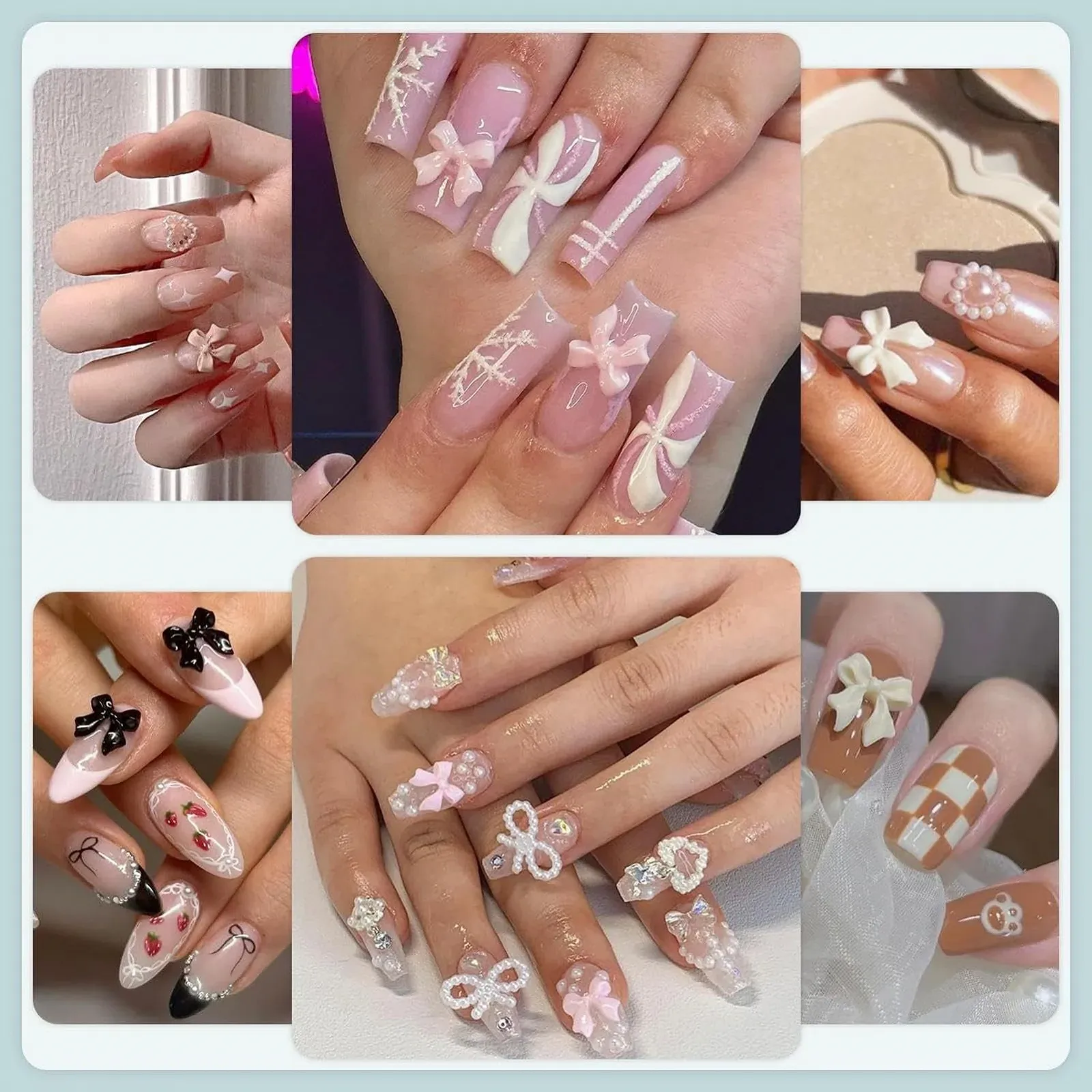 Украшение для ногтей Набор Бантик Украшение для ногтей Плоские бусины Набор | Аксессуары для маникюра Звезда Бантик Сердце Подвеска для ногтей для великолепного банкета Ежедневное ношение, фото №3