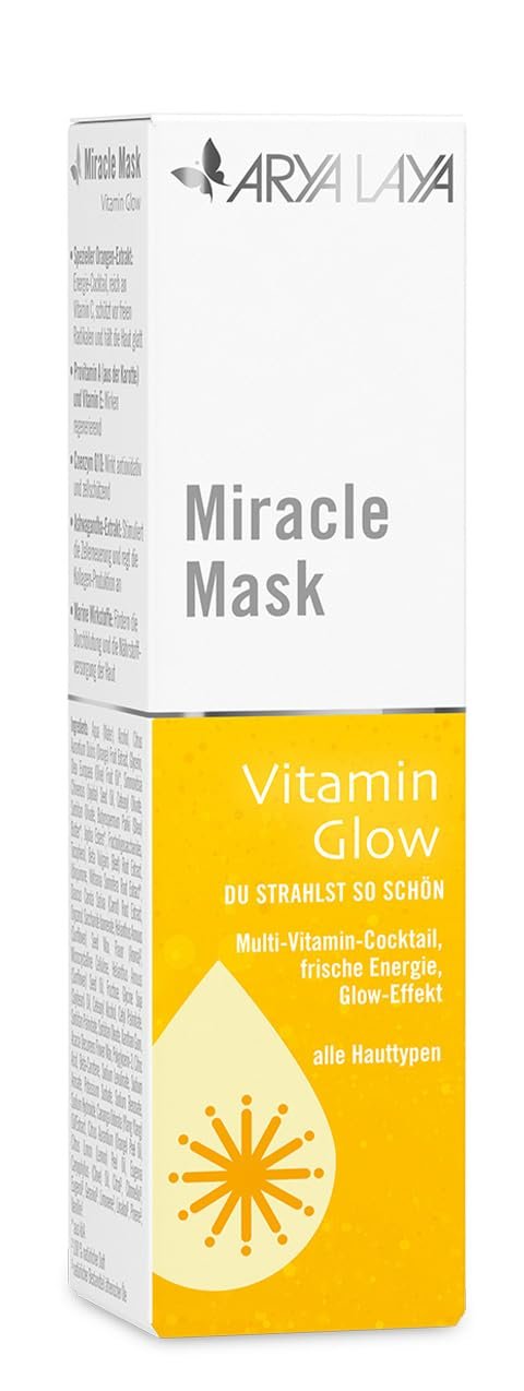 Маска для лица ARYA LAYA Miracle Vitamin Glow, 30 мл - Маска для лица для многих типов кожи, уход за кожей с эффектом сияния, антиоксидант, защита клеток и регенерация, веганская, фото №6