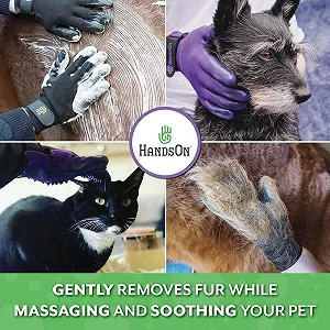 Рукавички для догляду за тваринами H HANDSON Mono Purple Small synthetic.ua - Фото 1