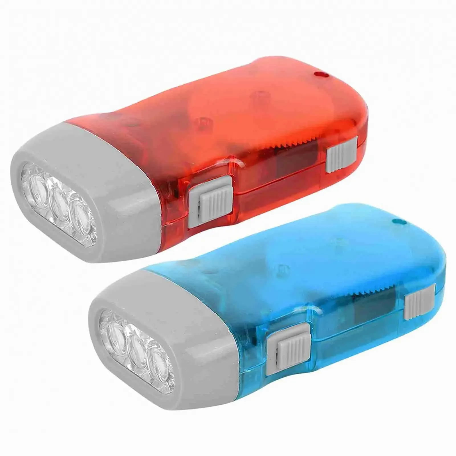 Ручной светодиодный фонарик с питанием от динамо-машины Мини, красный с синим, фото №5