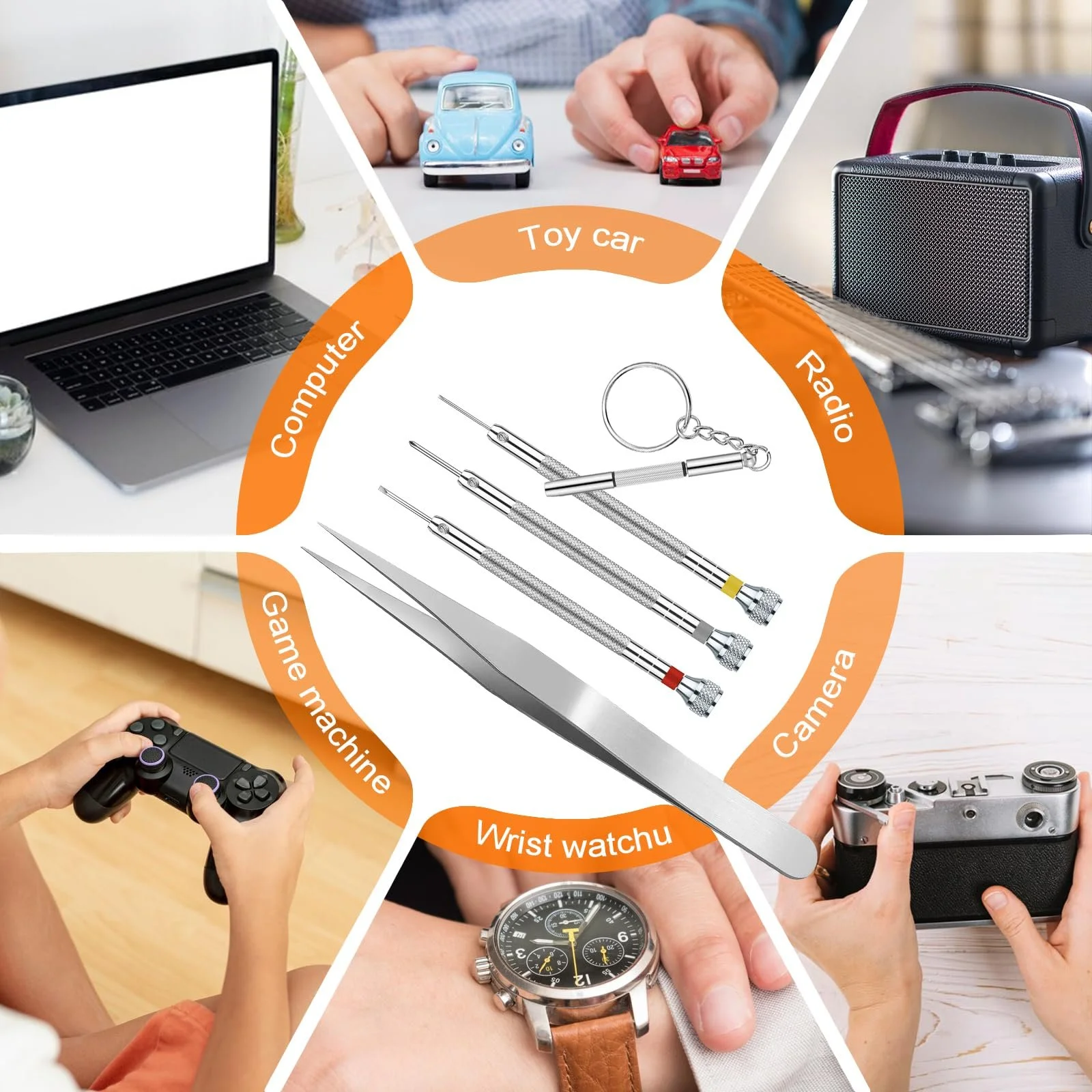 Набір викруток NOCHME 6 шт. професійний набір для ремонту годинників для зняття задньої кришки, заміна браслетів, батарей, скла, фото №6