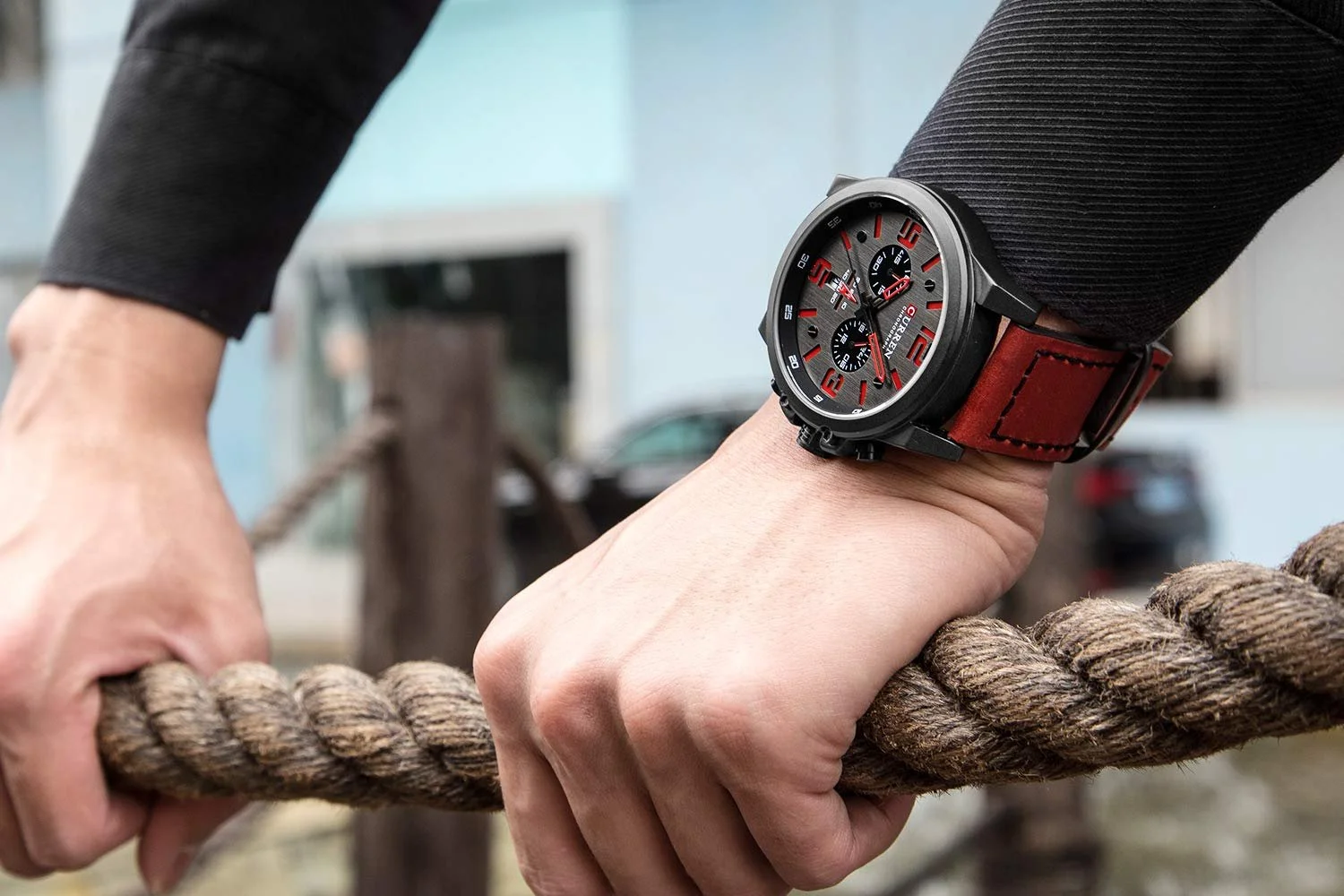 Годинник CURREN Чоловічий Військовий Шкіряний Ремінець Аналоговий, фото №3