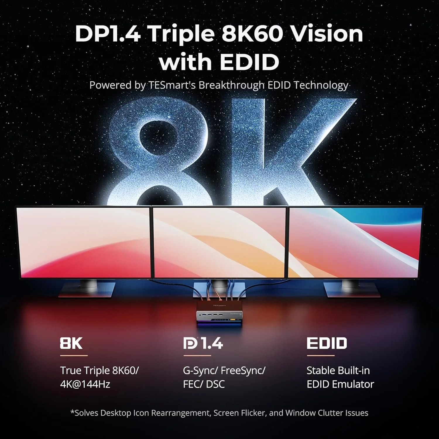 KVM-переключатель TESmart Triple Monitor (HKS203-P23) 8K 60 Гц, фото №5