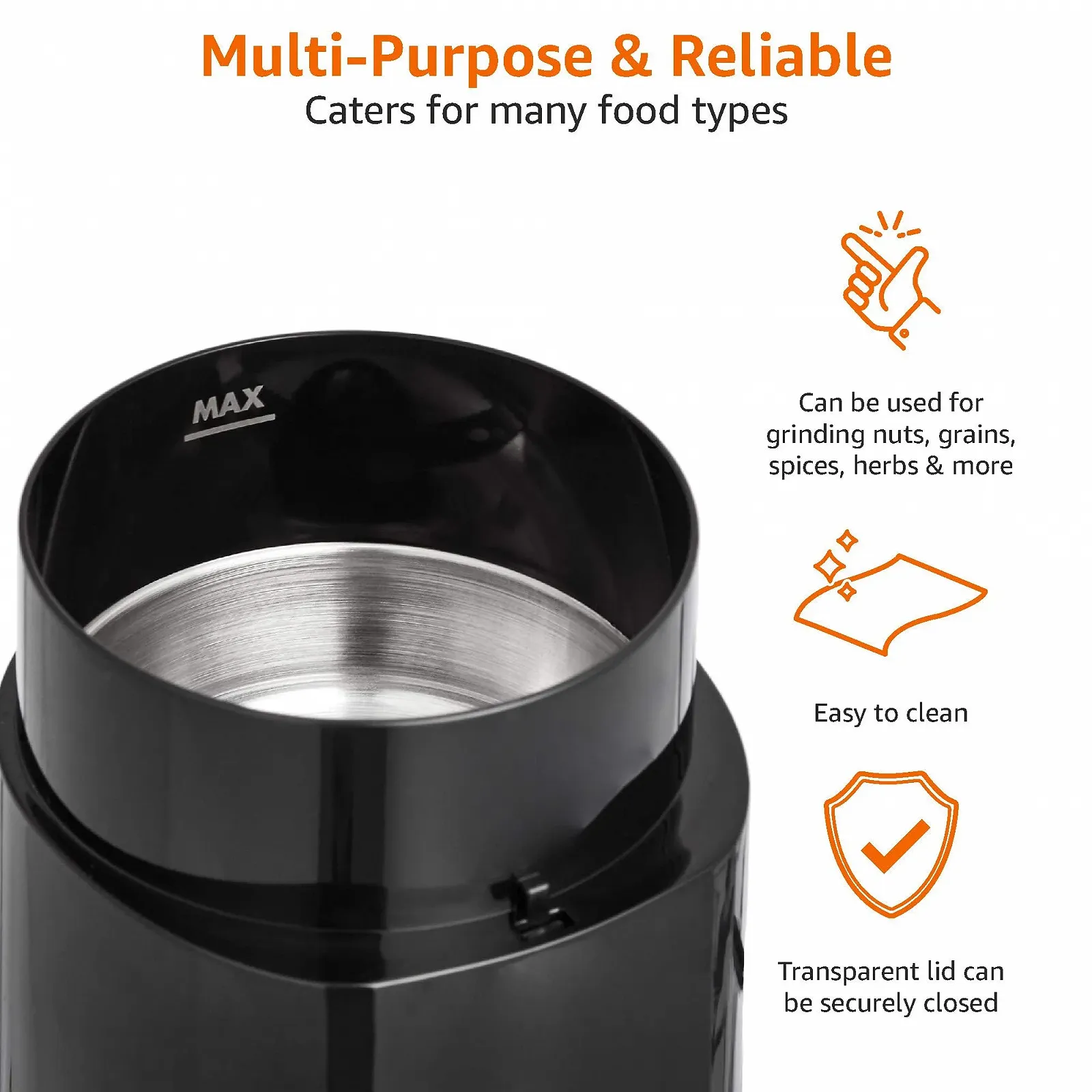 Електрична кавомолка Amazon Basics Black, фото №3 Електрична кавомолка Amazon Basics Black, фото №3