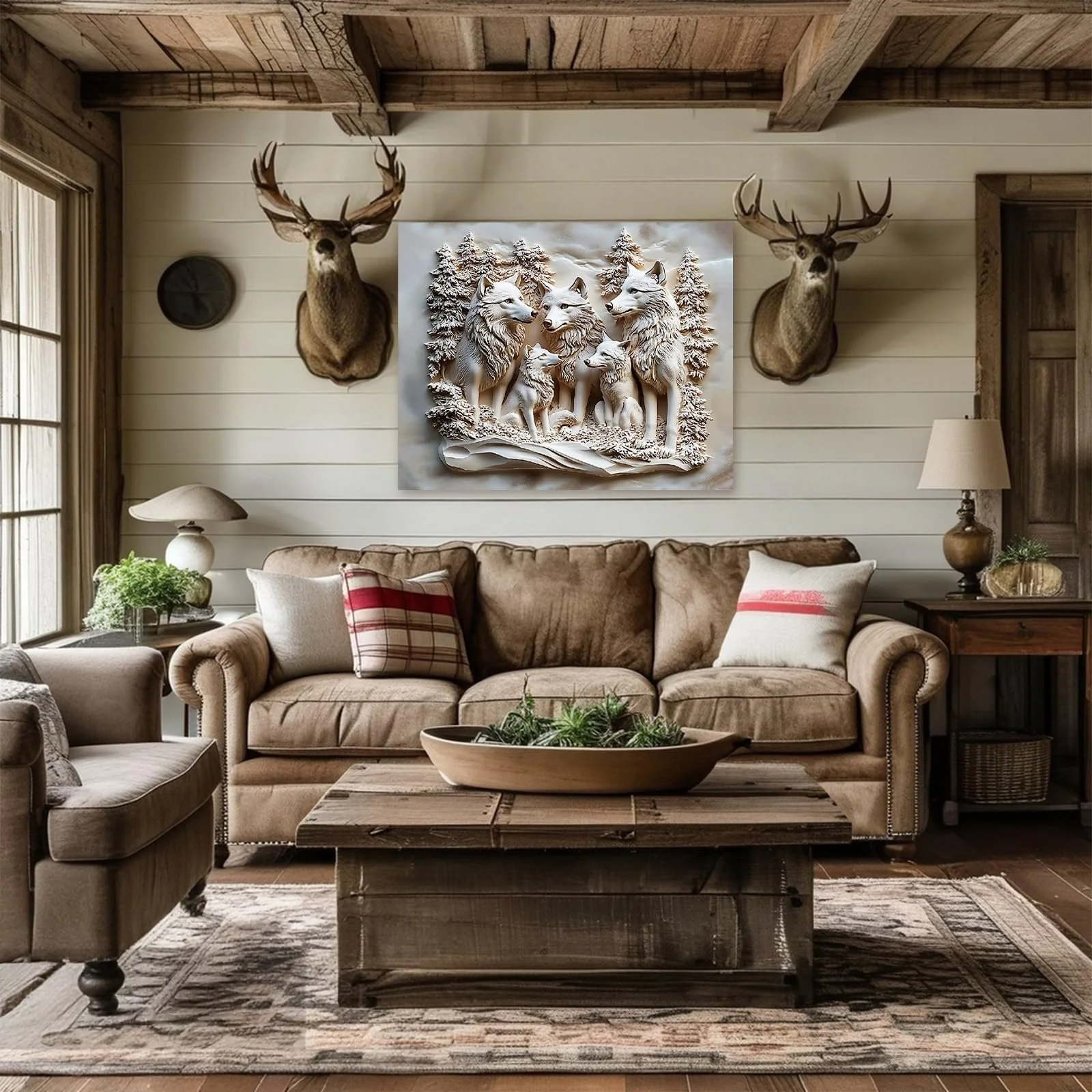 Наклейка на стіну SUPERDANT 3D Сім'я вовків у горах Вінілова 80 x 30 см, фото №4