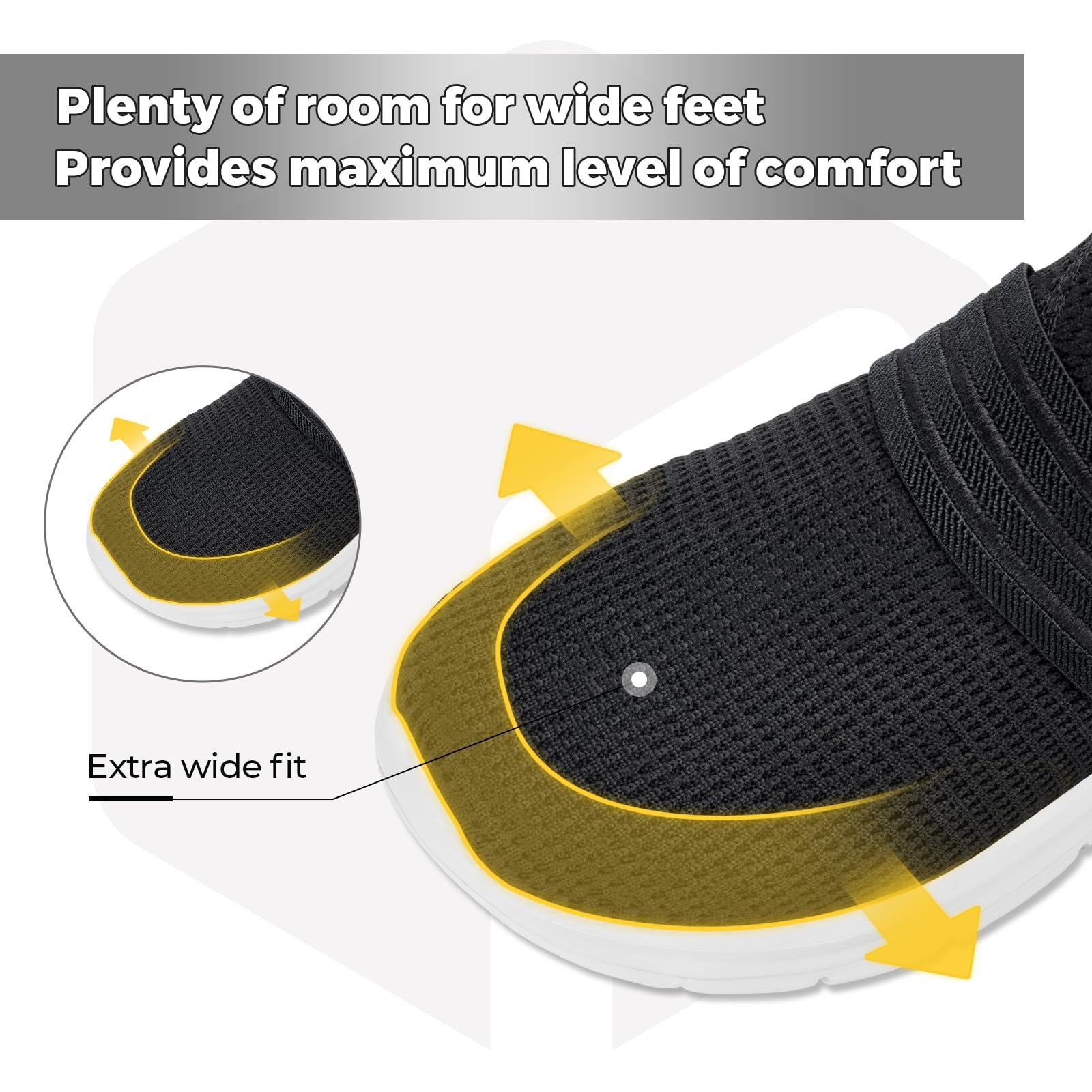 Кросівки FitVille Slip-On Extra Wide Чорний/Сірий, фото №4