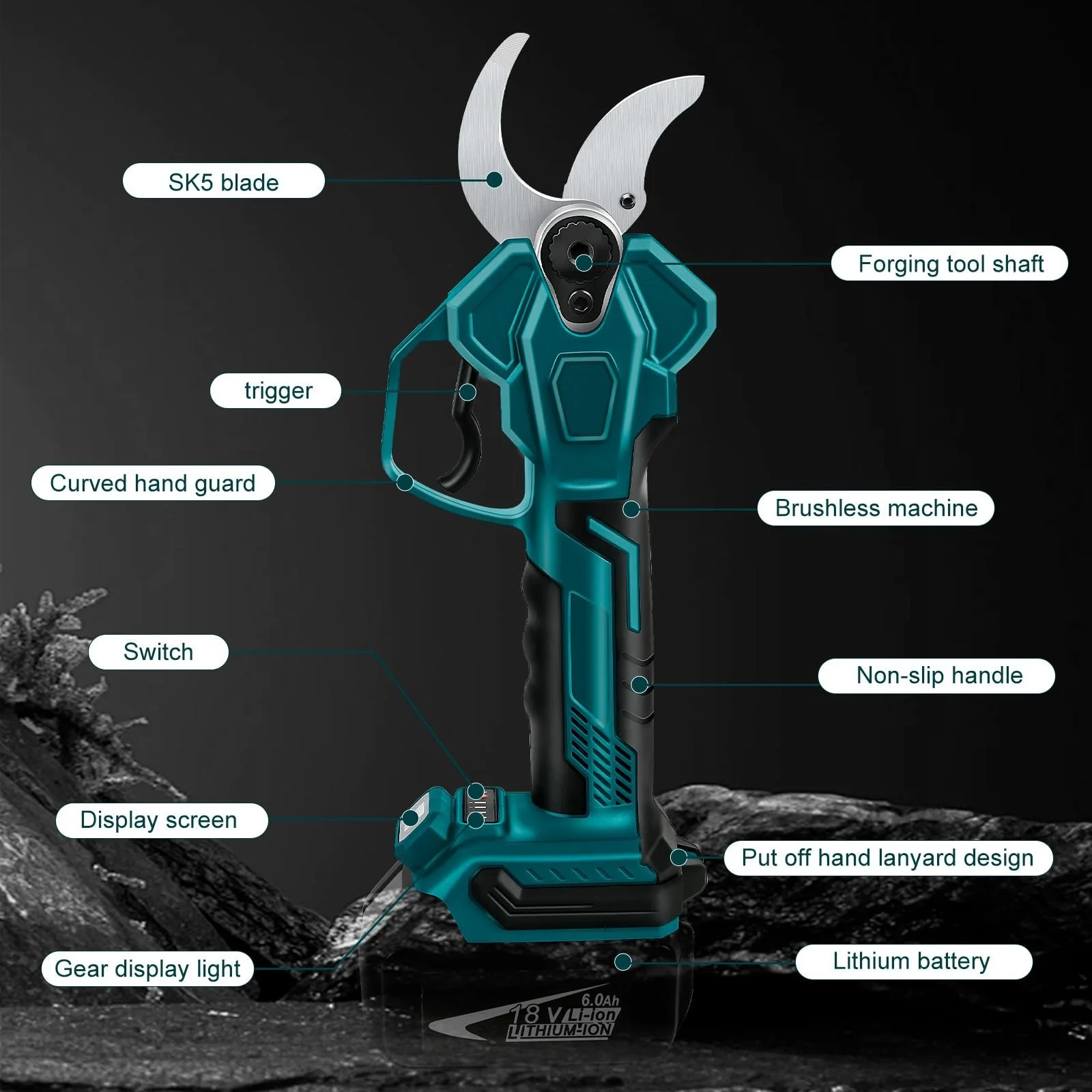 Секатор акумуляторний  Makita 18 V, 65 мм відкриття, 40 мм діаметр різання, фото №3