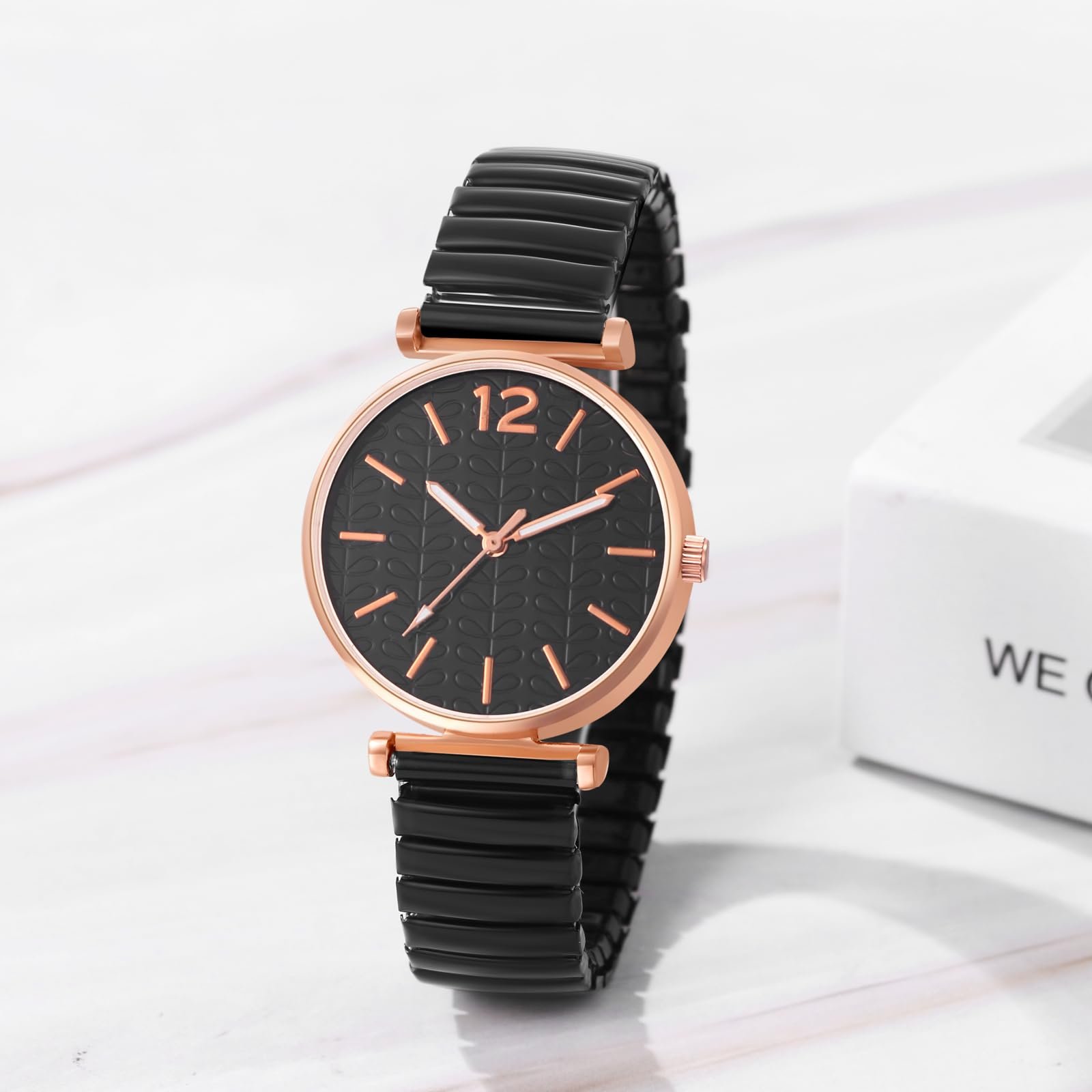 Женские часы JewelryWe с эластичным ремешком из нержавеющей стали, элегантные аналоговые кварцевые наручные часы, женский браслет из нержавеющей стали, модные часы с ремешком и 3D циферблатом с узором листьев, фото №6 Женские часы JewelryWe с эластичным ремешком из нержавеющей стали, элегантные аналоговые кварцевые наручные часы, женский браслет из нержавеющей стали, модные часы с ремешком и 3D циферблатом с узором листьев, фото №6