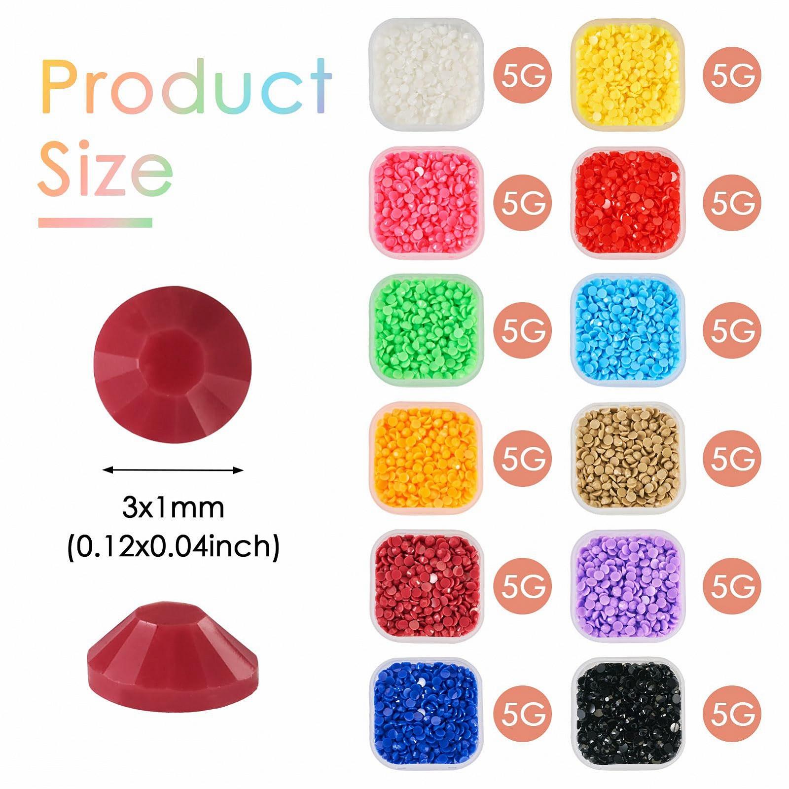 Стразы полукруглые с плоским основанием 60 г, 12 цветов, из эпоксидной смолы для декорирования ногтей, разноцветные кабошоны для одежды, обуви, макияжа и аксессуаров для ногтей, фото №3