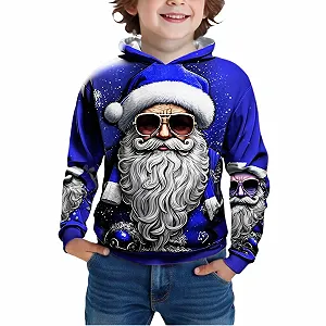 Джемпер Праздничный с принтом Санта Клауса для мальчиков, теплый флисовый - Фото 1