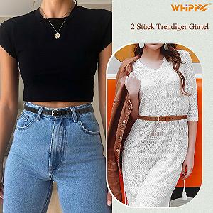 Женский ремень WHIPPY, 2 шт., тонкий пояс для платьев, джинсов, женский кожаный ремень с золотой пряжкой synthetic.ua - Фото 1
