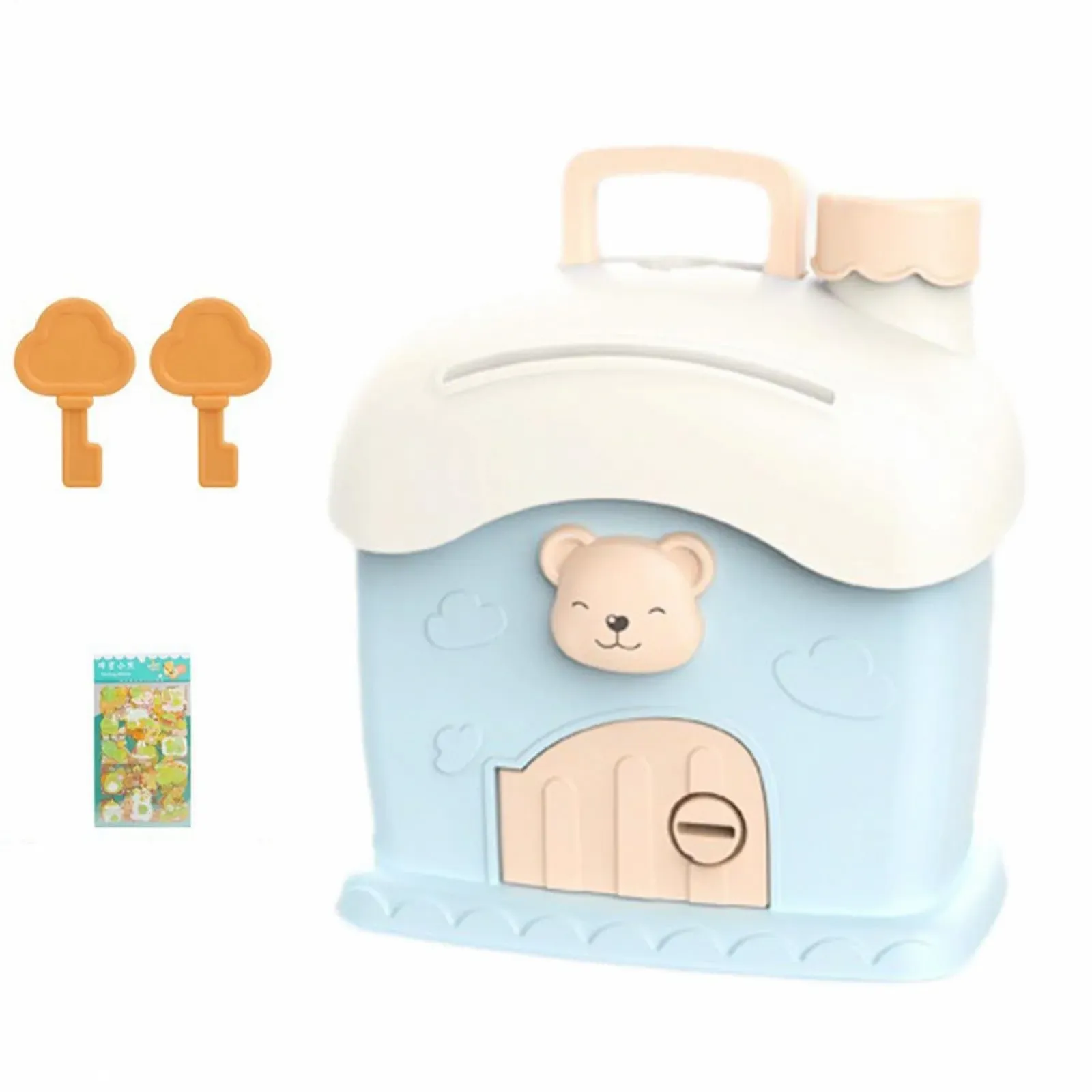 Скарбничка-будиночок з ключем та наклейками, фото №8